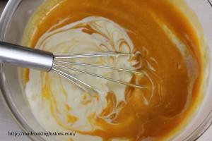 Cream & Mango Pulp together