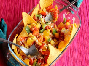 Mexican Salad with cheese and Nachos