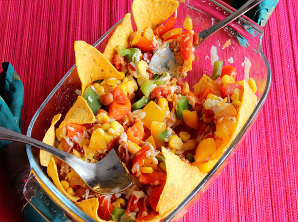 Mexican Salad with cheese and Nachos 