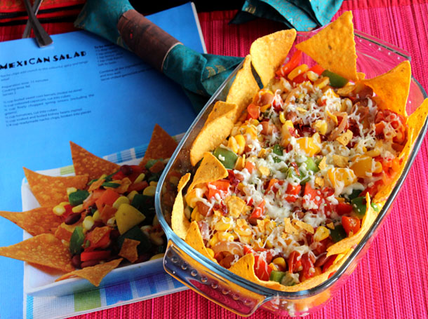 Mexican Salad with cheese and Nachos 